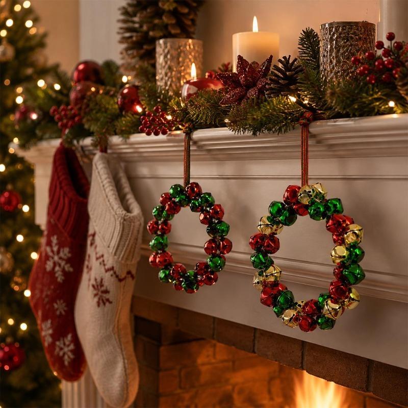 Multicolor Christmas Bell Garland Premium Metallic Wreath Shiny Xmas Tree Hanging Pendant High Quality Home Party Decor Props