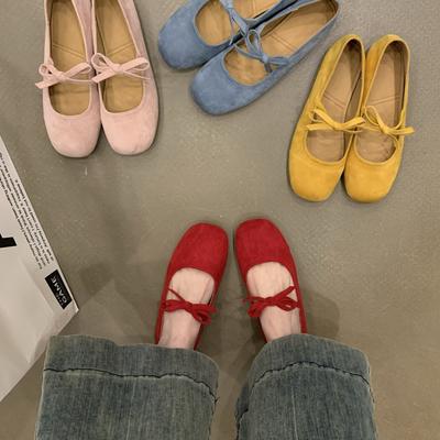 Französische Mary Jane Schuhe mit Schleife 2025 neue flache Ballerinas ein Riemen flache Schuhe