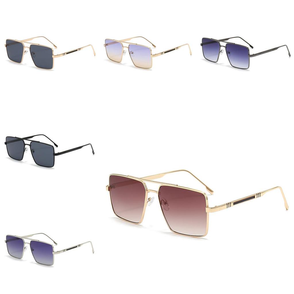Fashion Stylish Metal Large Frame Sunglasses Square Outdoor Protection Sun