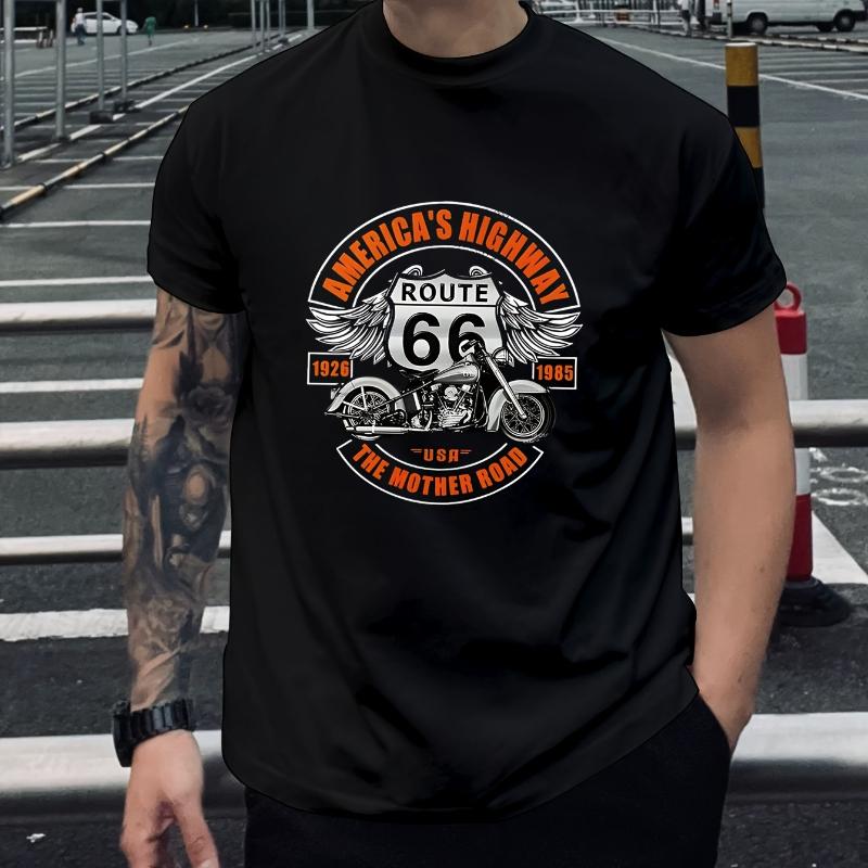 

The Mother Road Print T-Shirt,Lightweight T-Shirt Breathable Cool, Comfortable Wear XXL чорний