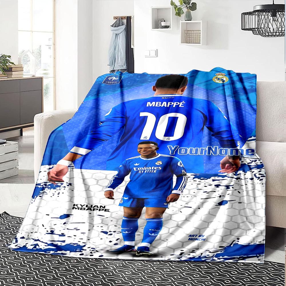 Mbappe Customize Your Name Blanket Multi-purpose Personalized Blanket Durable Comfort Great for Office Chair Living Room Home Decor Chair
