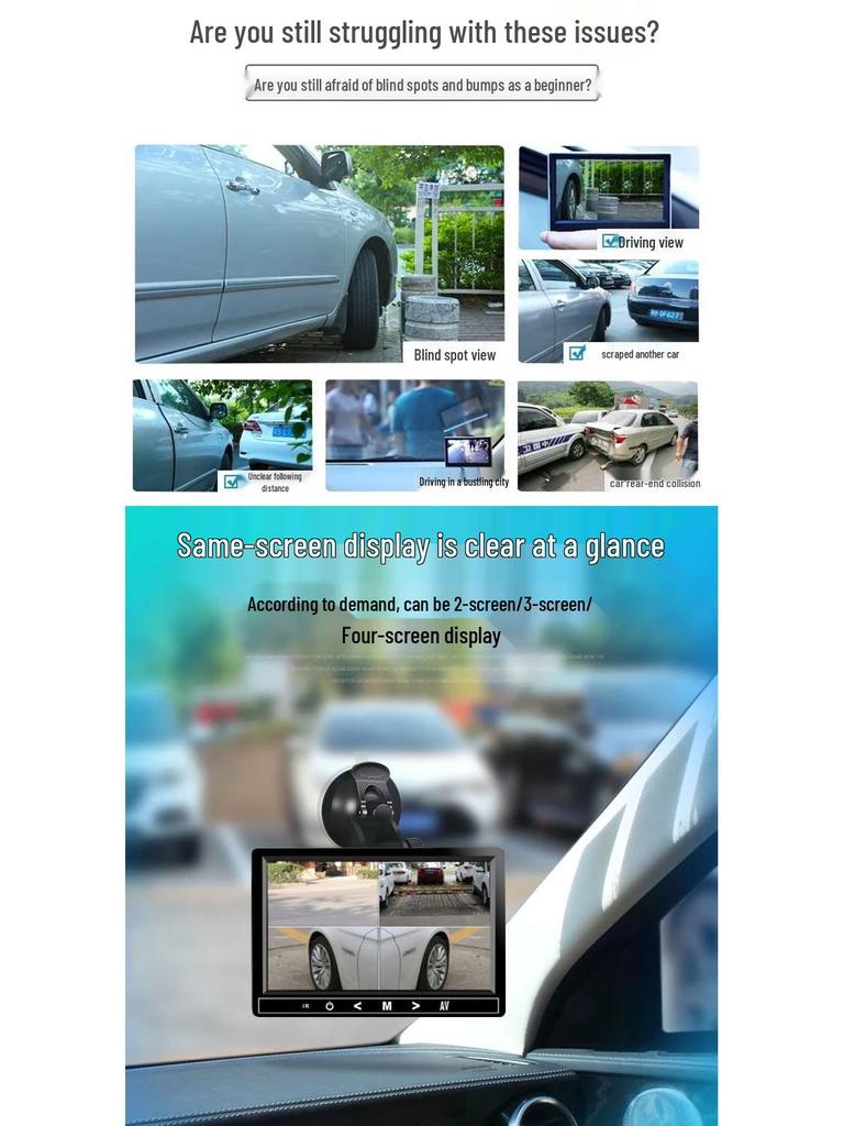 Right-Side Blind Spot Dashcam: HD Night Vision, Reversing and Full Car Auxiliary System