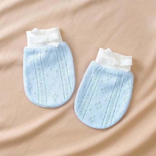 Newborn Anti Scratch Gloves 0-12 Months Baby Spring Summer Protective Gloves Pure Cotton Baby Anti Scratch Face Thin Design New