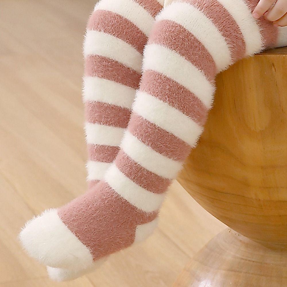 

Autumn Winter Long Socks Warm Plush Stockings Fashion Knee Socks S кавовий
