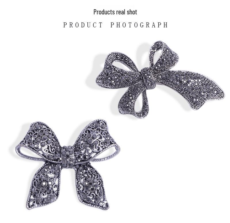 European and American Luxury Rhinestone Bow Brooch 
