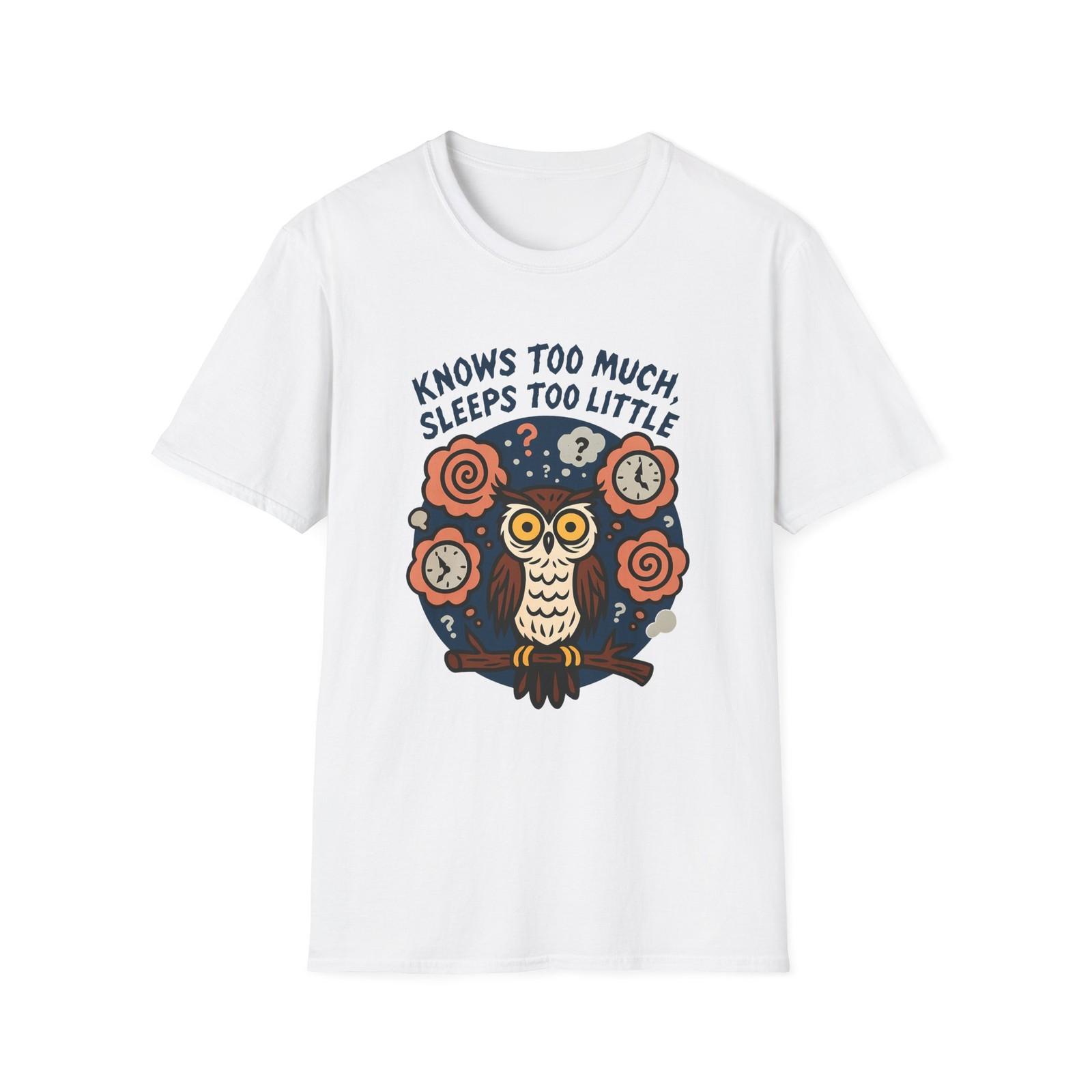 Unisex Softstyle T-Shirt Mens Womens Tees Top Surreal Owl Cartoon Funny Insomnia Thought 4XL