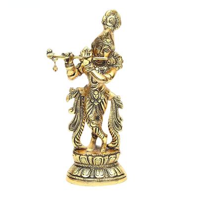 Lord Krishna Metal Statue,Krishna Murti Playing Flute for Temple Pooja,Decor Your Home,Office & Gift Your Relatives,Showpiece