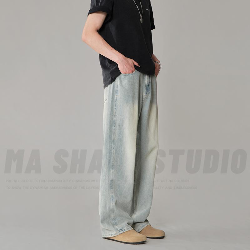 JYL Men s Jeans Spring  American Loose Straight Washed Denim 3XL античный пурпурный