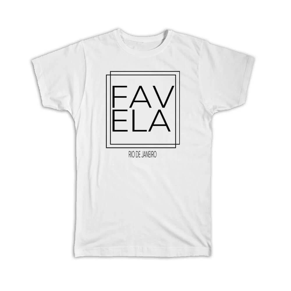 Gift T-Shirt : FAVELA Rio de Janeiro Square Modern Minimalist Font S