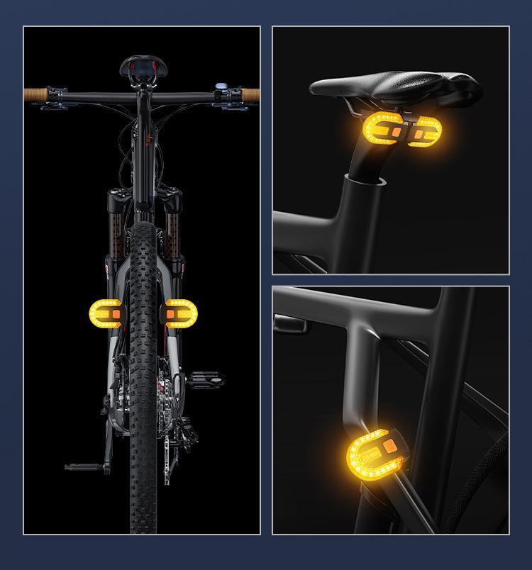 USB Rechargeable Wireless Bicycle Turn Signal Tail Light with Sound Alerts and Flash Warning