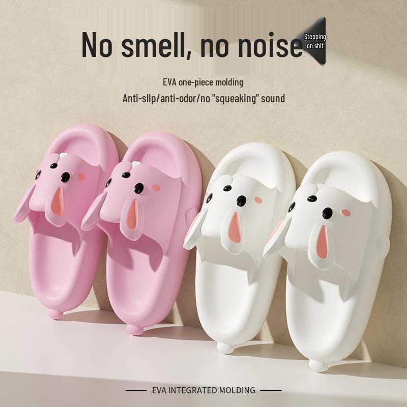 Women's Cute Rabbit Slippers - Summer Indoor Non-Slip, Odor-Resistant Thick Sole for Home & Bath.