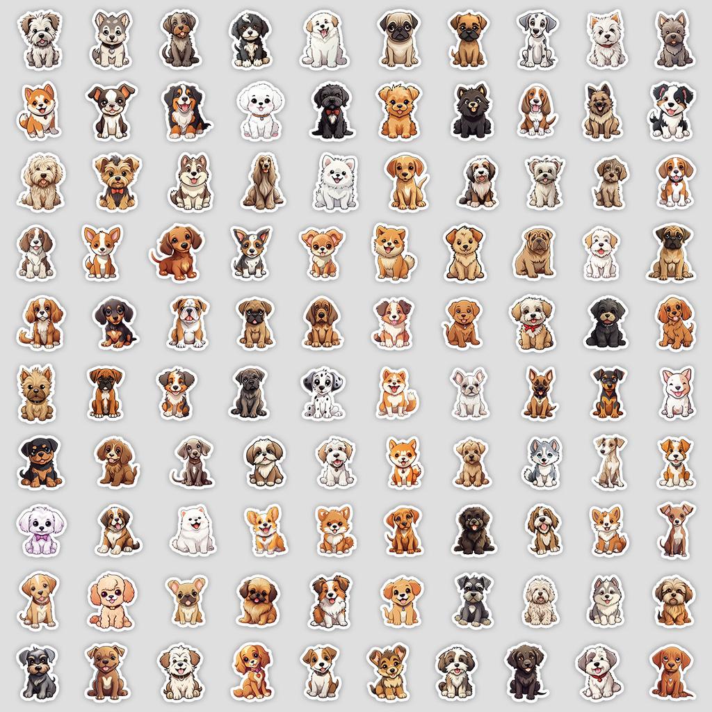 100 Pieces of Dog Series Graffiti Stickers, Cute Animal Stickers, Water Cup and Luggage Waterproof Decorative Stickers