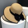 Bow Straw Hat Women'S Summer Travel Beach Sun Protection Sun Hat Outdoor Casual Versatile Straw Sun Hat
