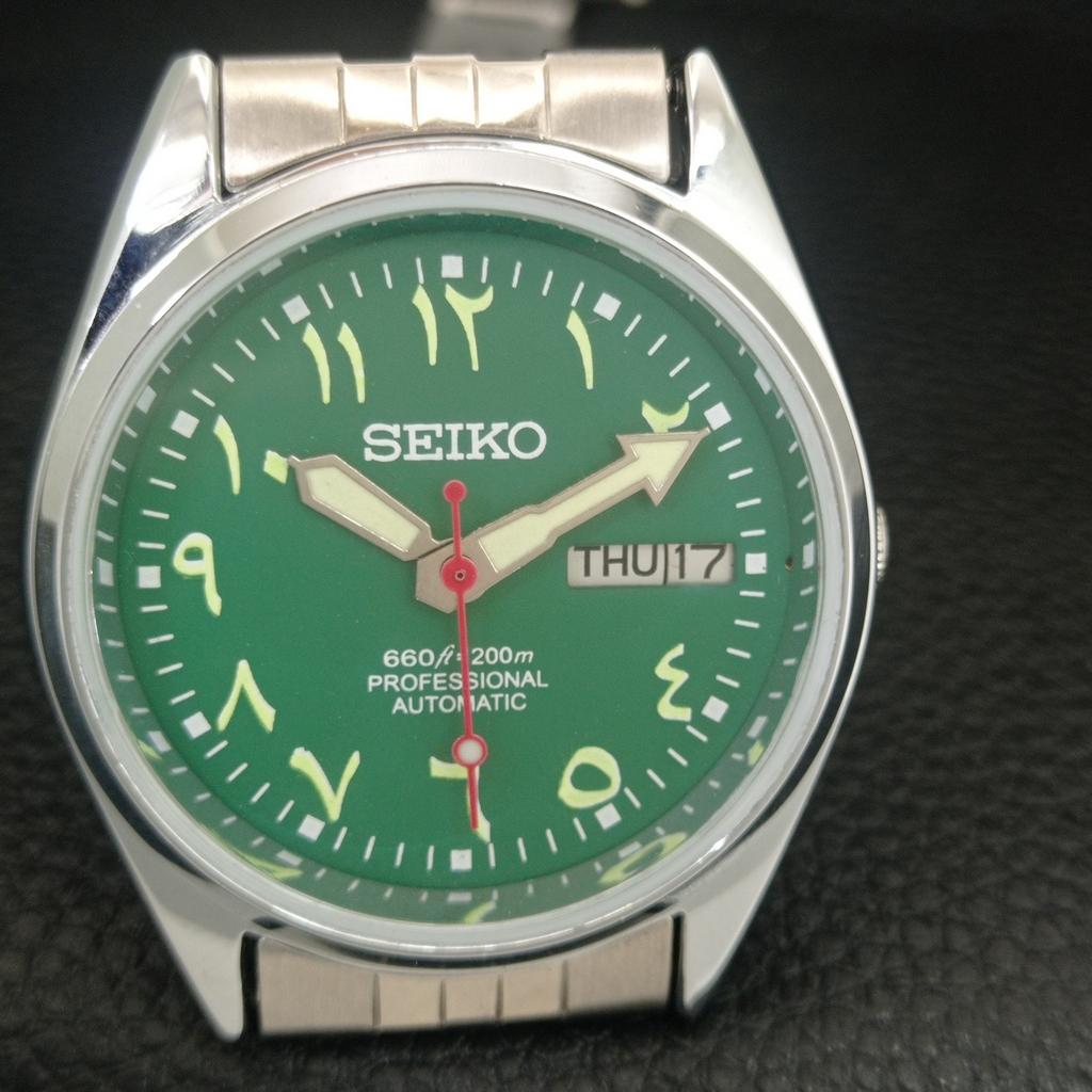 VINTAGE REFURBISHED SEIKO AUTOMATIC 6309A JAPAN MENS GREEN DIAL WATCH A442716-1