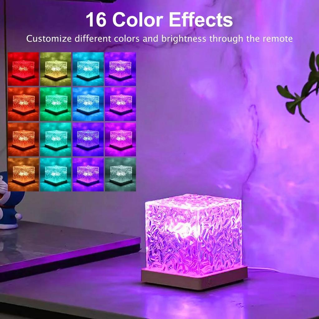 RGB16 Color Water Ripple Ambient Light Bedroom Light and Shadow Atmosphere Rotating Table Bedside Living Room Night Light