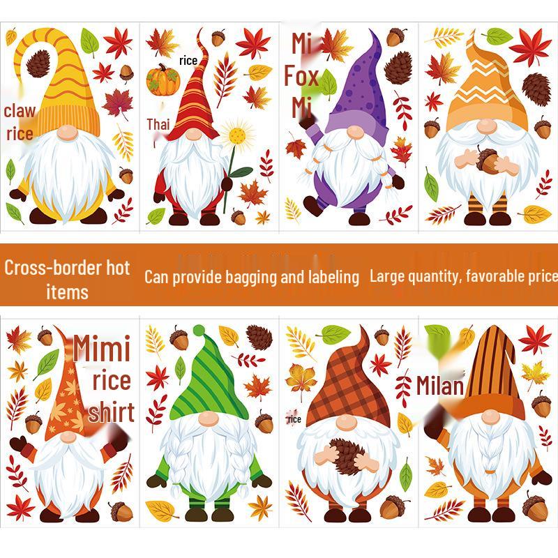 Thanksgiving Turkey & Autumn Maple Leaf Wall Stickers