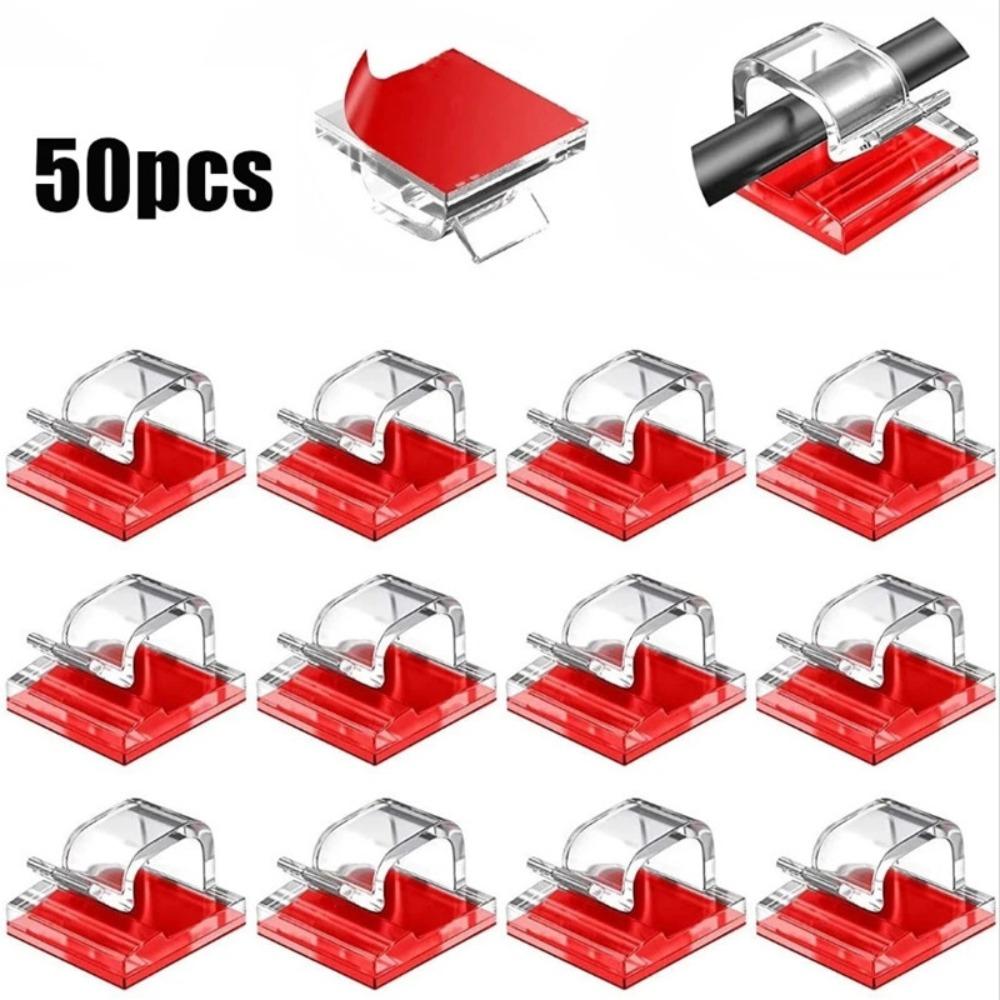 50PCS Cable Organizer Clips Cable Management Wire Manager Cord Holder USB Charging Data Line Bobbin Winder Wall Mounted Hook