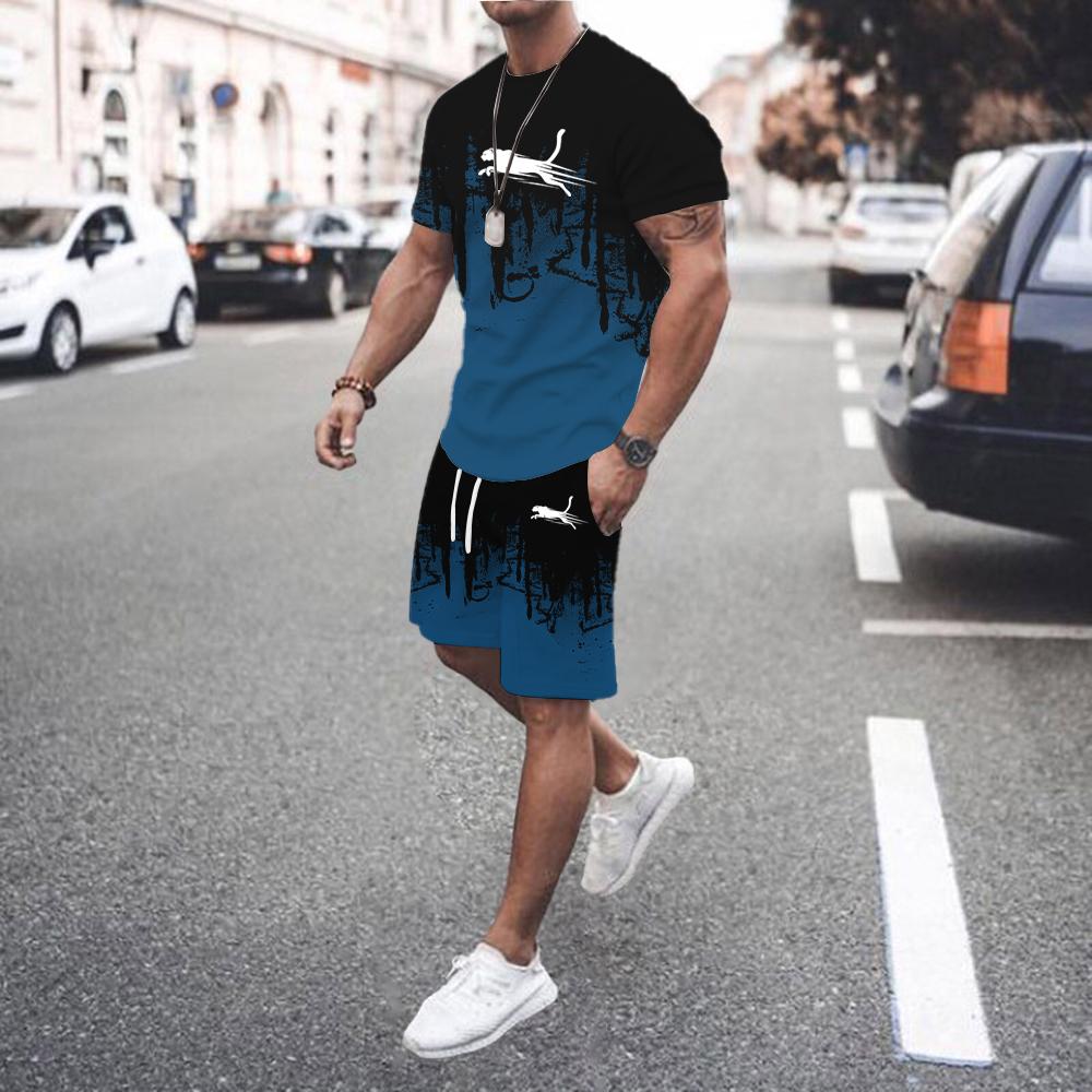 T-shirt à manches longues et pantalon pour homme imprimés en 3D Ensemble de mode Vêtement de sport Ensemble deux pièces Motif flamme