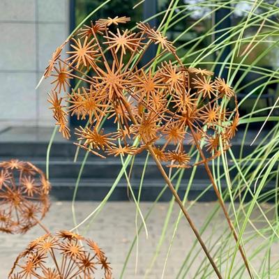 Metal Dandelion Garden Stake Distressed Rusty Dandelion Statue Outdoor 3D Flower Yard Art Stake for Garden Patio Lawn Flower Bed Decoration