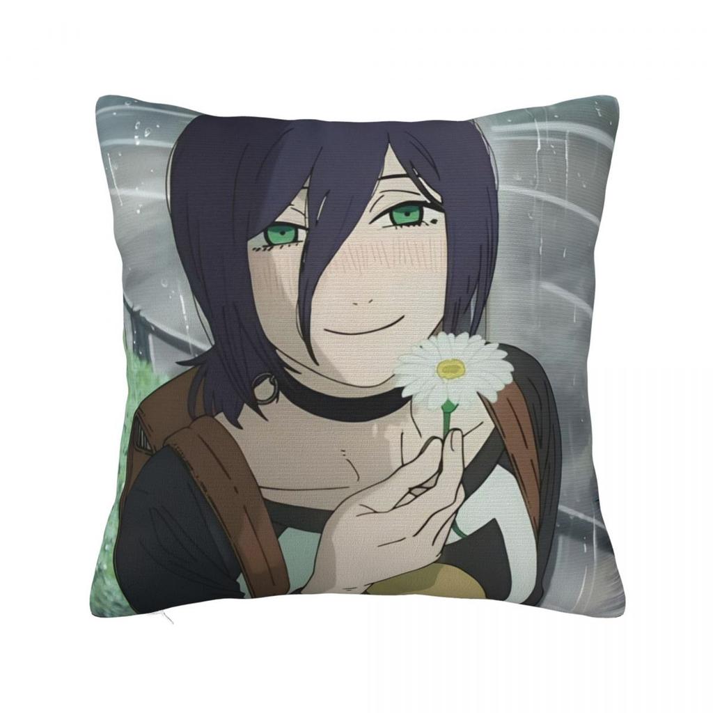 Chainsaw Man Reze Pillow Cases Makima Power Aki Denji Cushion Covers Novelty Throw Pillow Case Cover For Living Room 18"X18"