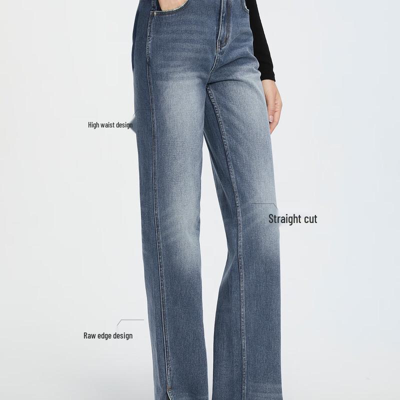 ELLE Women's High-Waist Retro Blue Jeans