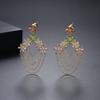 LUOTEEMI Fashionable Rainbow Bling Earrings for Women Colorful Flower Drop Earring Jewelry
