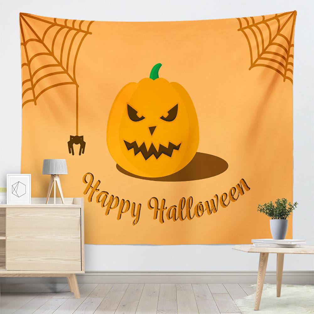 Happy Halloween Tapestry Cartoon Pumpkin Print Tapestry Home Living Room Bedroom Decor Wall Hanging For Boys Teen Festival Gift