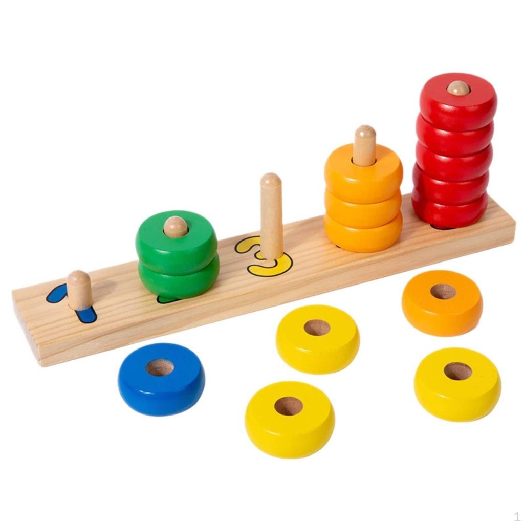Wooden Counting Stacker Early Learning Educational Toy Colorful Math Abacus for