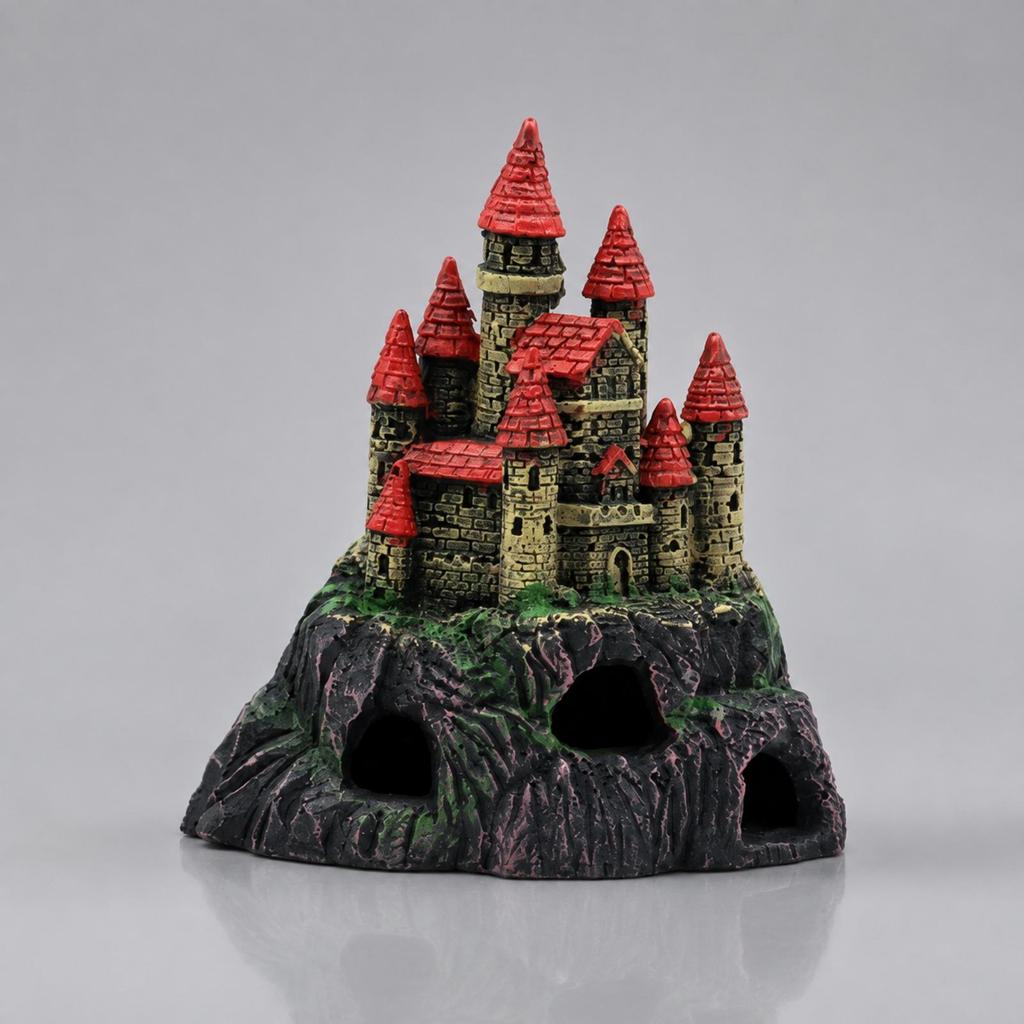 Fish Tank Ornament Decorative Underwater Castle with Towers Textured