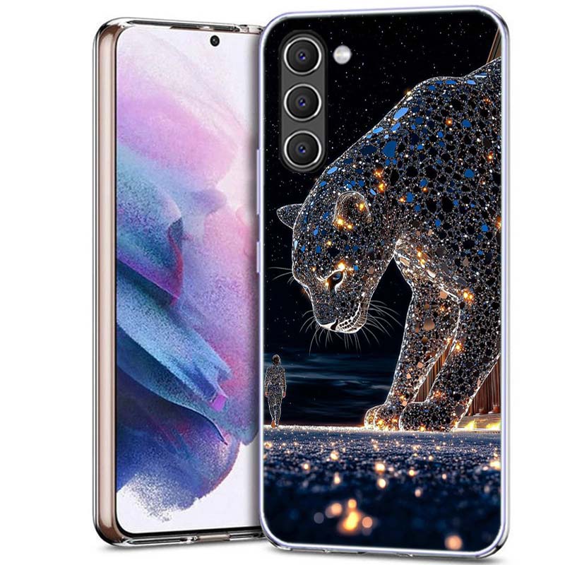 Cheetah and Illusion Diamond Gem Phone Case for Samsung A54 A14 A24 A34 A17 A37 A57 A55 A35 A25 A15 A13 A23 A33 A53 A07 A05S A04