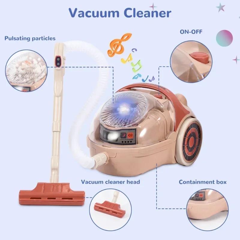 Kids Kitchen Appliances Toy Pretend Play Kitchen Accessories with Blender Coffee Maker Mixer Toaster Vacuum with Sounds & Light