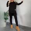 Tuta Sportiva da Donna Felpa Top Largo Irregolare + Pantaloni Leggings Set 2 Pezzi Casual Outfit Jogger Sportivo Set Due Pezzi
