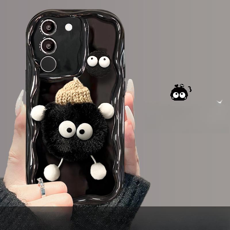 Applicable To Vivos17/16/15pro Mobile Phone Case Vivox90/80 Plush Coal Ball Doll Lanyard Y53s Silicone