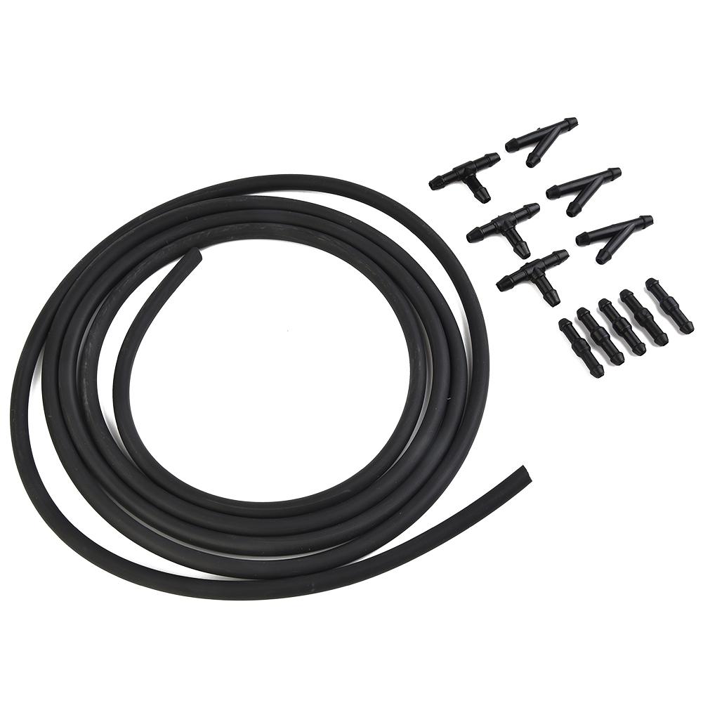 Car Windshield Washer Hose Kit with TPiece Pipe Splitter Connectors for Quick Hose Repair and Nozzle Connection Replacement