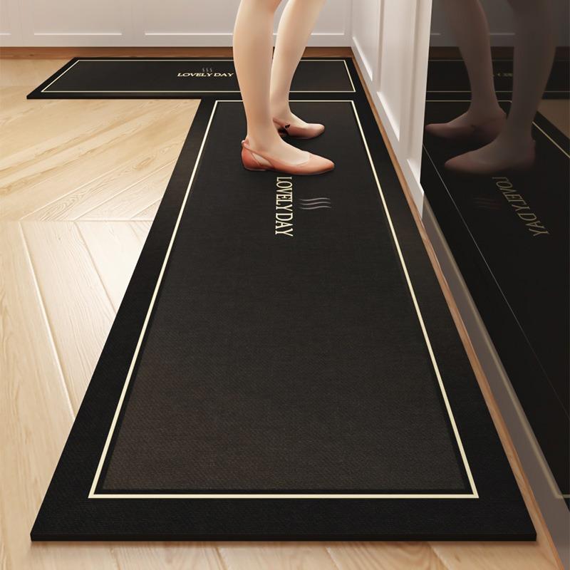Küchenbodenmatte Rutschfest Ölbeständig Teppich PVC Leder Wasserdicht Fußmatten Langer Streifen Teppich Moderner Stil Heimdekoration Teppiche