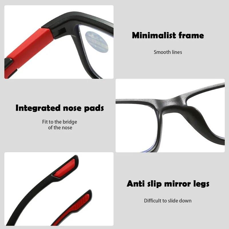 Anti Blue Light Reading Glasses Ultra-Light HD Presbyopic Classic Black Rectangular Glasses Men Women Reading Glasses