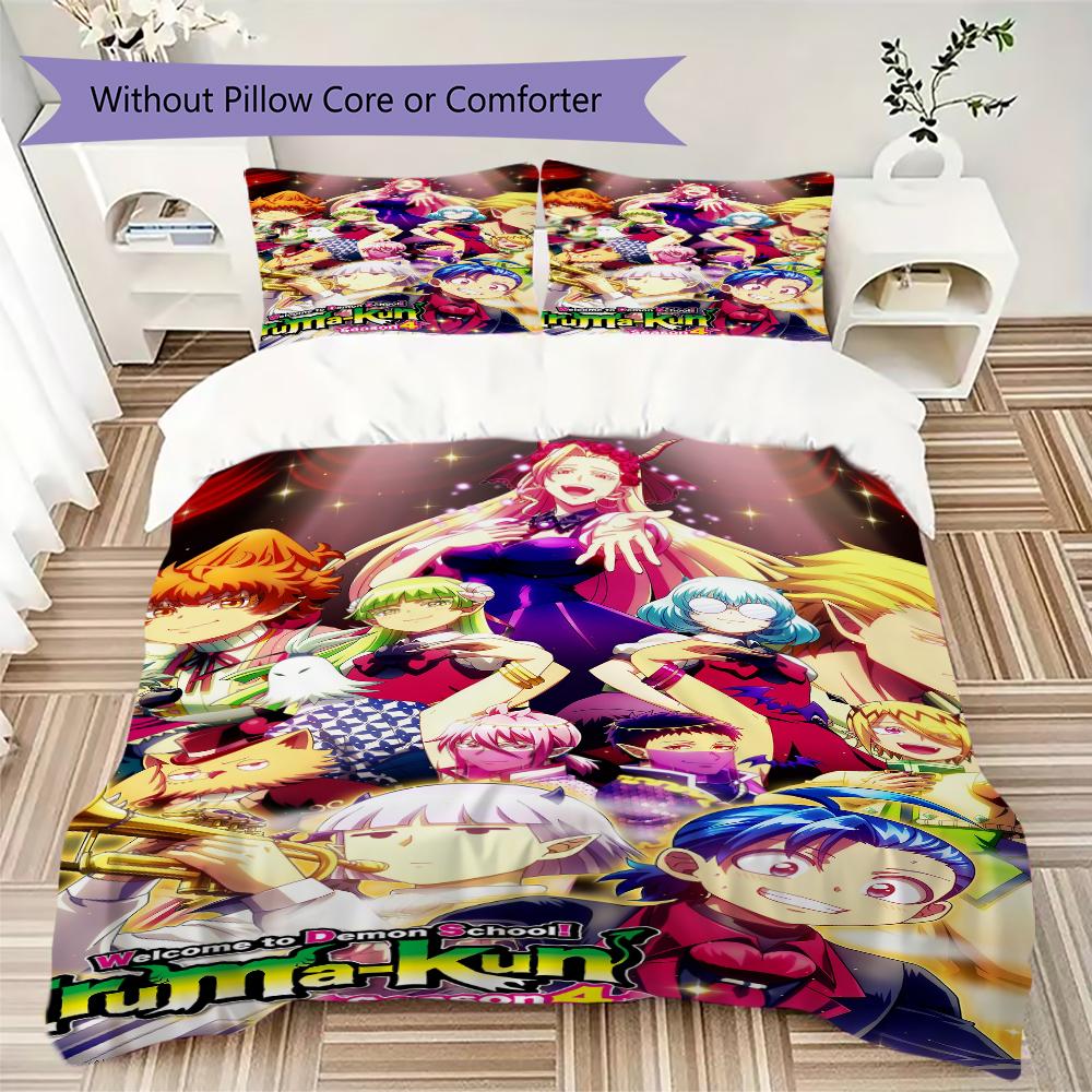 Welcome To Demon School! Iruma Kun Pattern Bedding,Quilt Set Quilt Cover Pillowcase Home Birthday Gift(1 * Duvet Cover + 2 * Pillowcase, Without Core)
