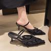 Fashion Brand Designer White Women Pumps Mesh Embroidered Flowers Back Strap Sexy Slingback High Heels Dress Wedding Shoes for Ladies