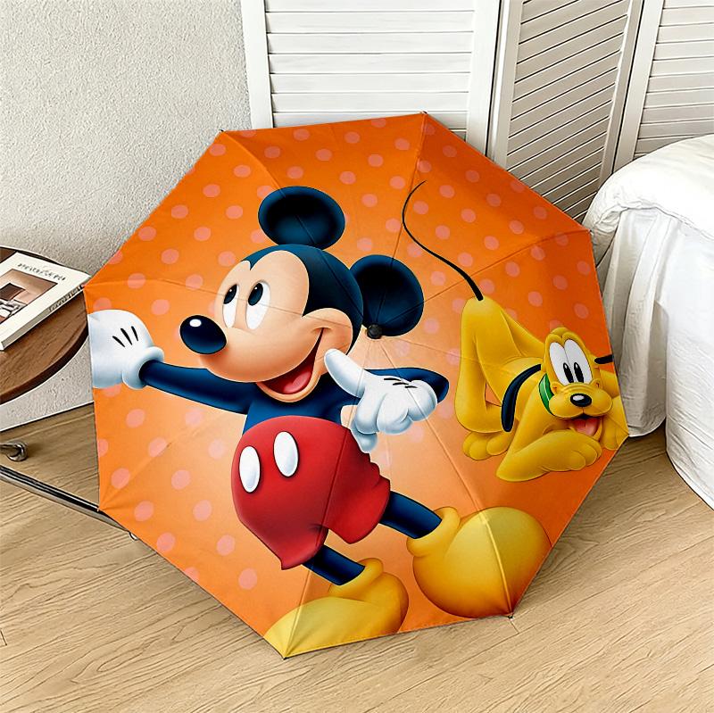 Mickey Pluto 8 Ribs 3Fold Black Glue Uv Protection Umbrella Sun Protection Rainproof Compact Folding Umbrella For Travel Daily Use C924733