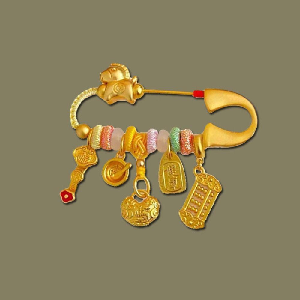 Horse Year Lucky Pins Gold Color Sand-plated Ornaments Fashion Guardian Brooch Pregnant Women