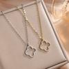 ZAKOL Shiny Zircon Hollow Four-leaf Clover Pendant Necklace for Women Exquisite Birthday Anniversary Zircon Gifts