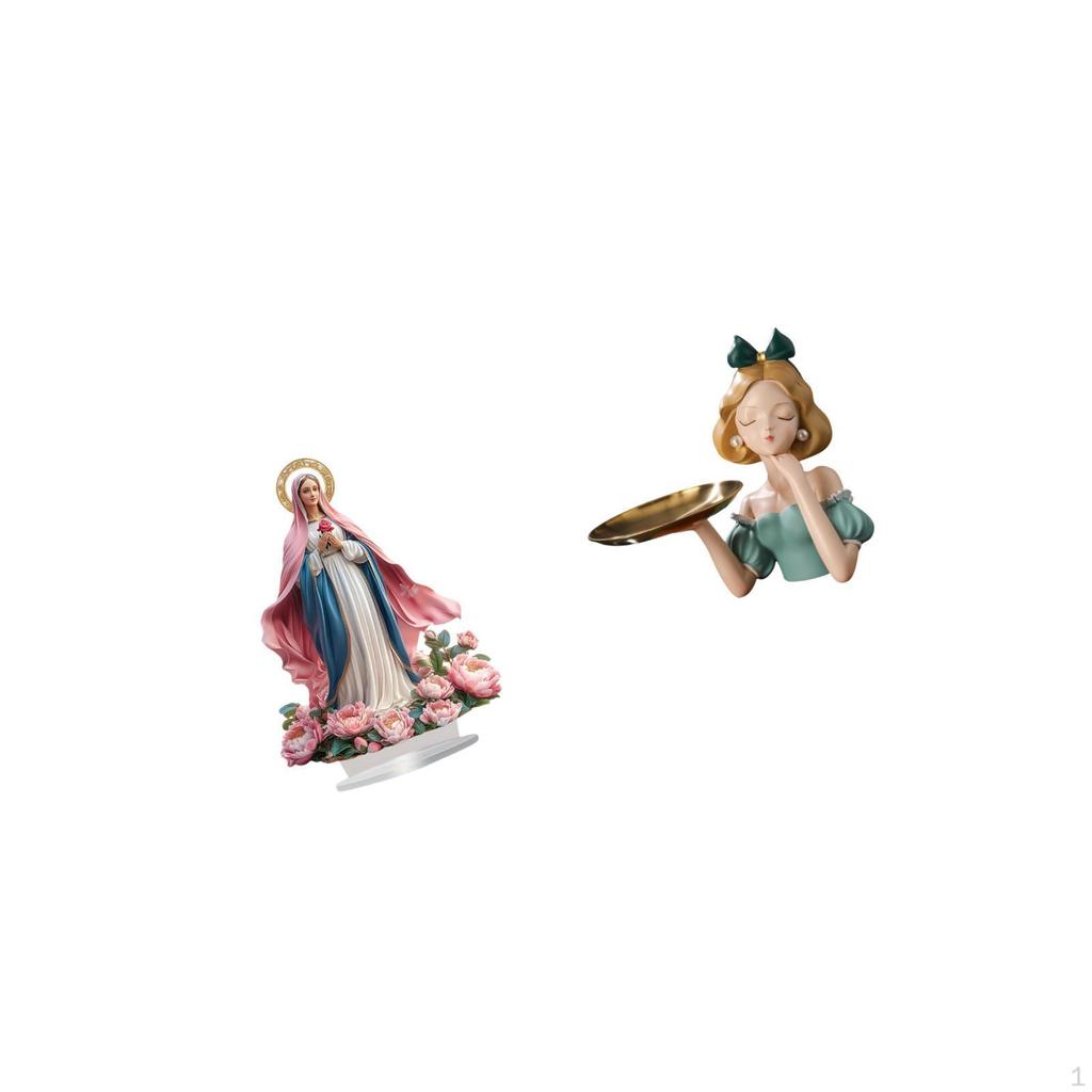 Nativity Scene Sculpture Acrylic Standing Ornament Resin Girl Statue Key Holder Tray Table