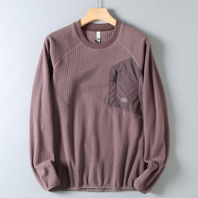 Authentic Japanese-Style Functional Crewneck Sweatshirt, Long-Sleeve Autumn and Winter Fleece Jacket for Men, Color-Blocking Couple's Versatile Top