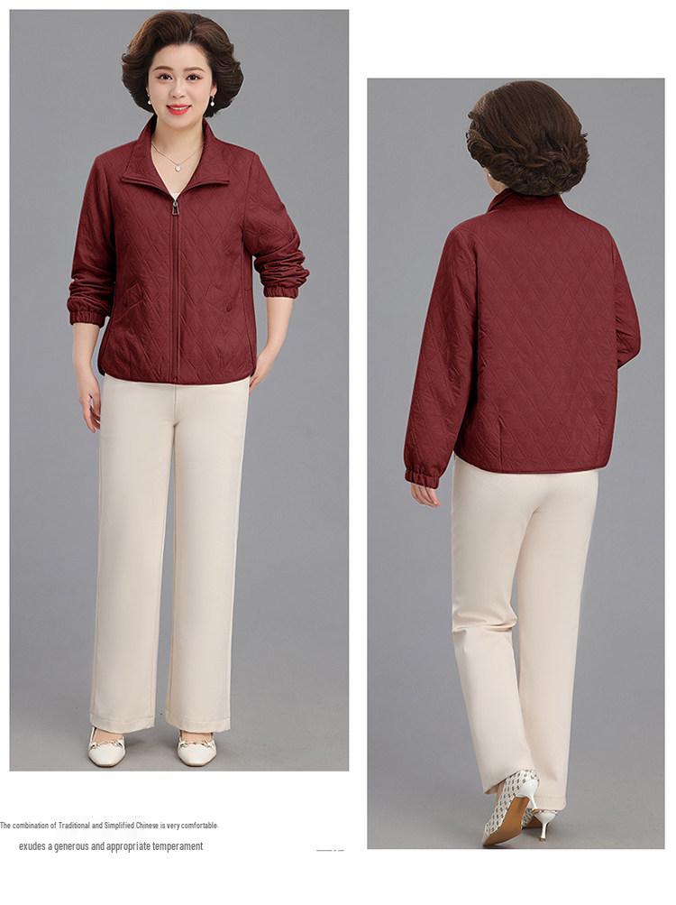 Mother's Day Spring Lapel Jacket - Quilted Fashion Outerwear for Young and Middle-aged Women