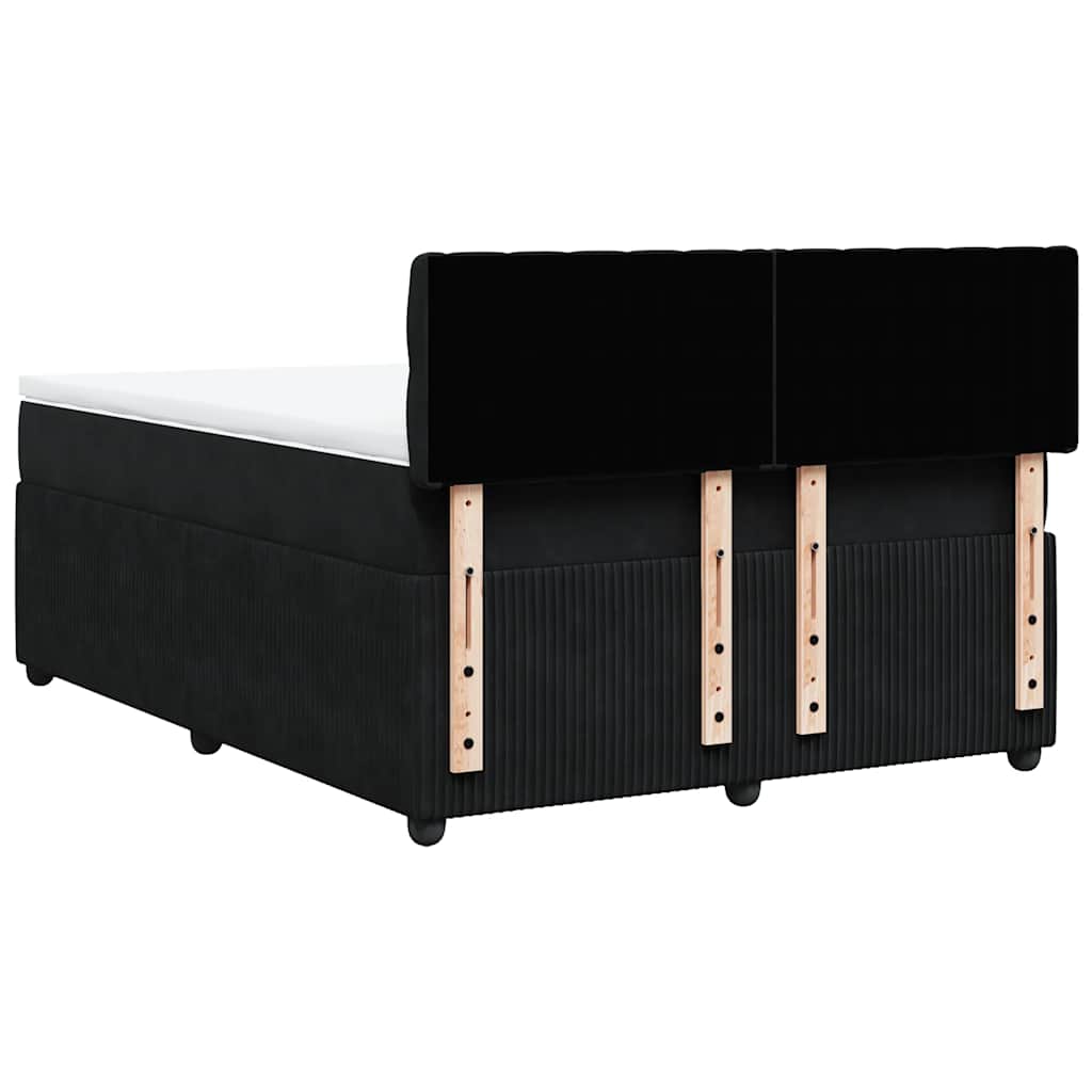 Box Spring Bed with Mattress Black 160 X 200 Cm Velvet