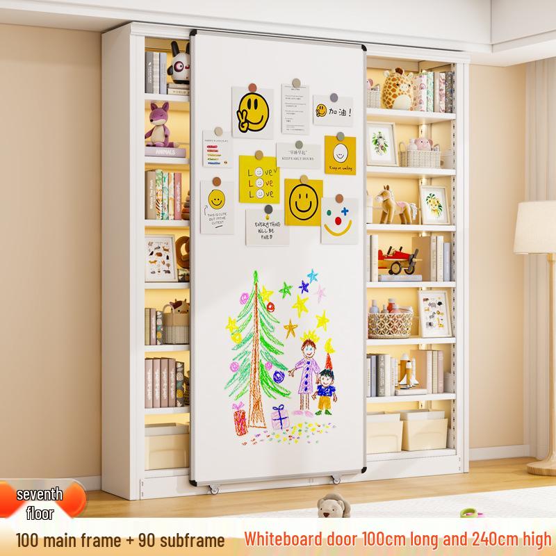 Steel Bookshelf with Whiteboard Doors, Multi-Layer Library Bookcase, Children's Picture Book Rack