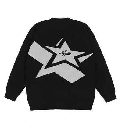 Hip Hop Star Strickpullover Unisex Rundhals Pullover Locker Lässig Winter Oberteil