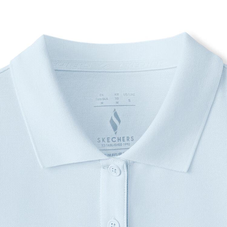Skechers Diamond Series Comfortable Fashion Casual Versatile Short Sleeve Polo Shirt Women Tops Light-Blue L225W236-01CP