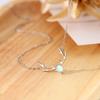 Colorful Moonstone Elk Antler Sterling Silver Necklace - Forest Style Christmas Gift