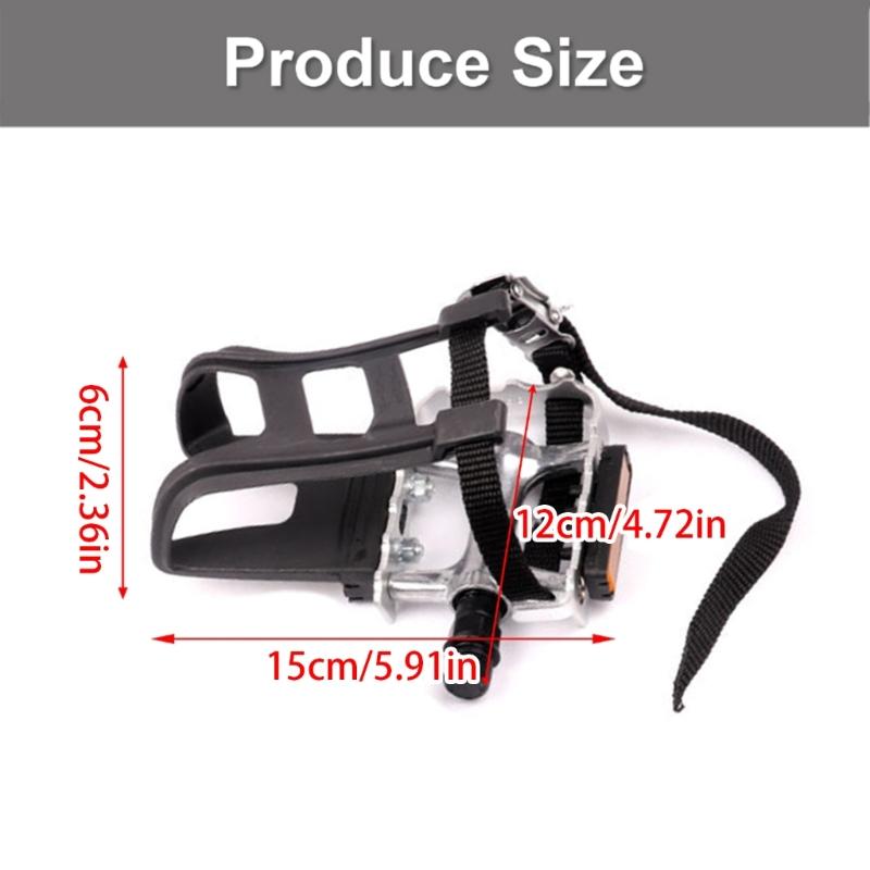 Mountainbike-Pedale mit Riemen und Zehenkappe Fahrräder Rutschfeste Pedale für Heimtrainer, Spin-Bike und Outdoor-Fahrräder